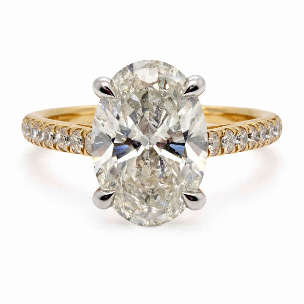 4.50ct Oval Brilliant Cut Diamond Ring in 18ct Yellow Gold