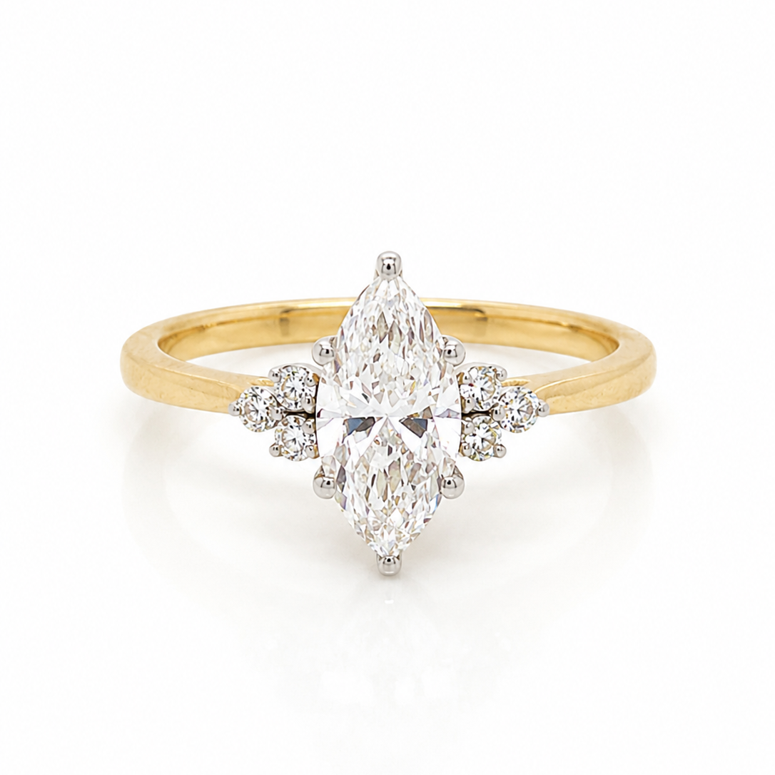 Marquise Cut Diamond, Trefoil Ring