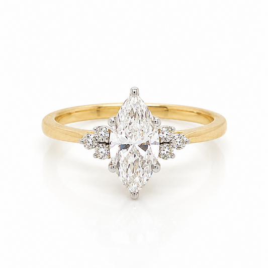 Marquise Cut Diamond, Trefoil Ring
