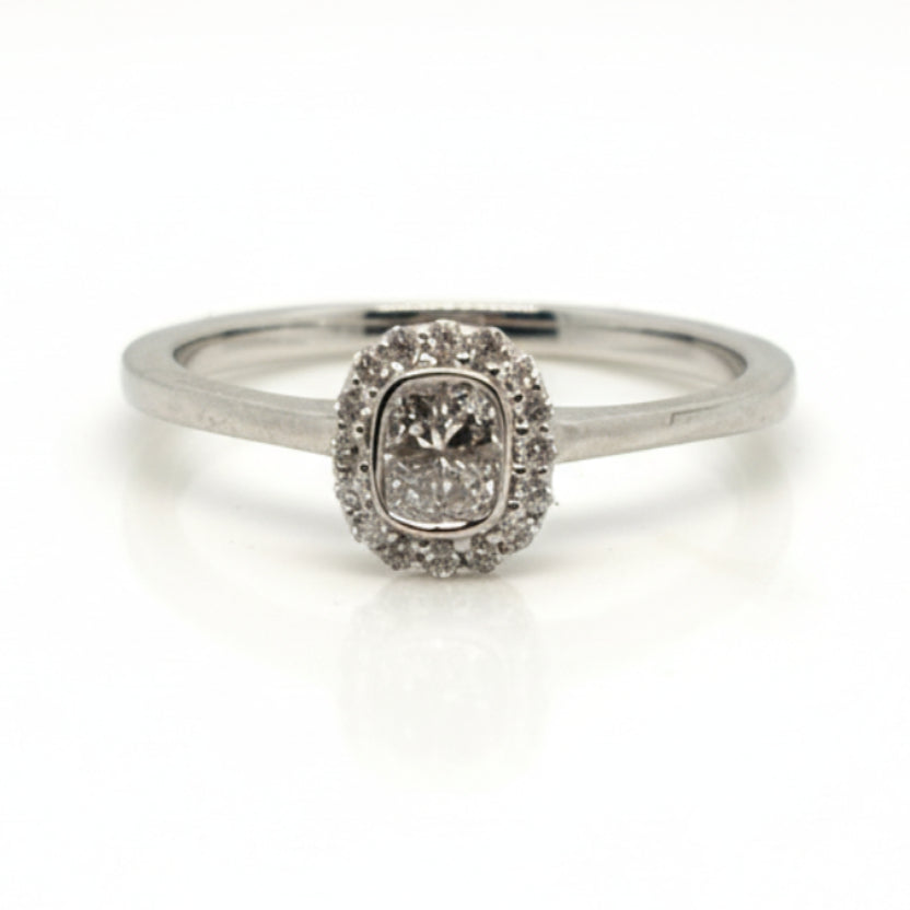 9ct White Gold Pear Cut Diamond Ring