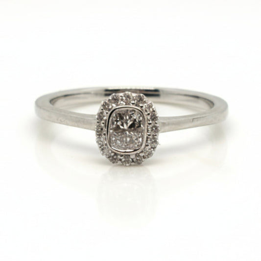 9ct White Gold Pear Cut Diamond Ring