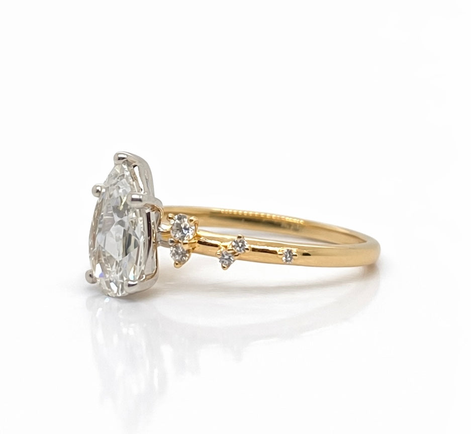 Monroe's "Flowing Nature" Rose Cut Pear Diamond Engagement Ring