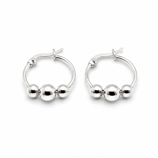 Sterling Silver "Bali" Ball Sleeper Earrings
