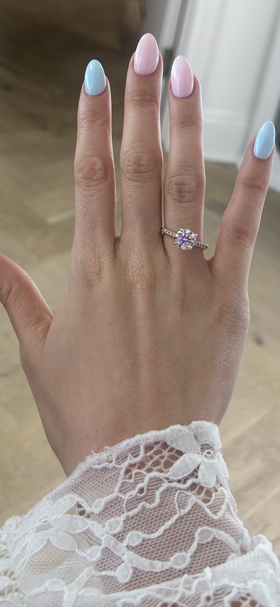 Platinum Lab Grown Round Brilliant Cut 2ct Solitaire Diamond Ring with Diamond Set Shoulders