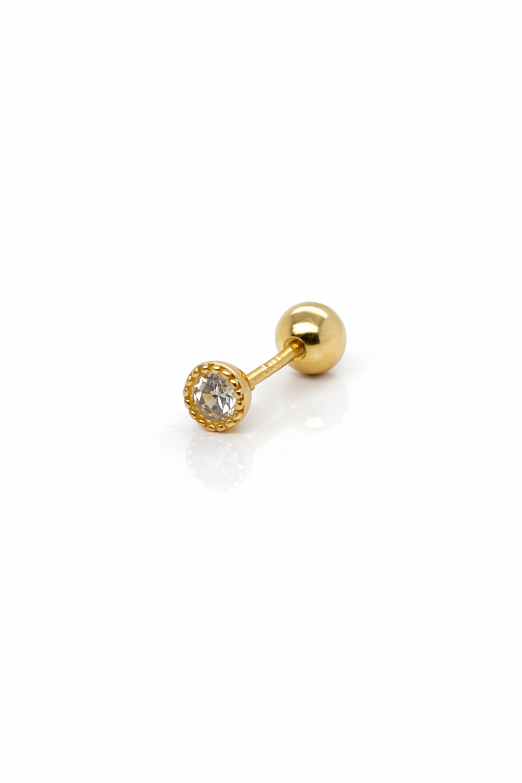 Gold Vermeil Round Clear Crystal Stud Earrings