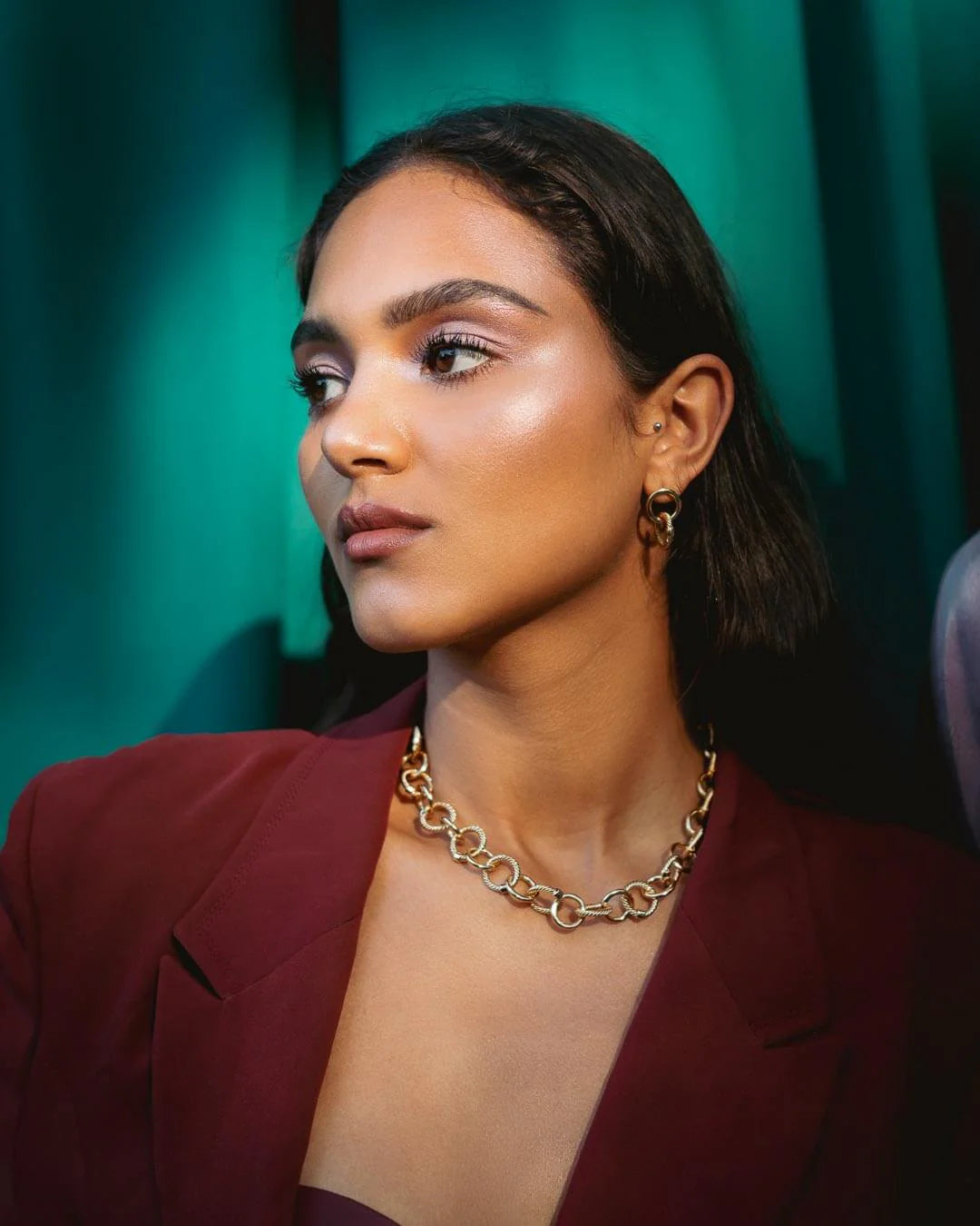 Dalila Heavy Gold Plated Fluted Link Necklace