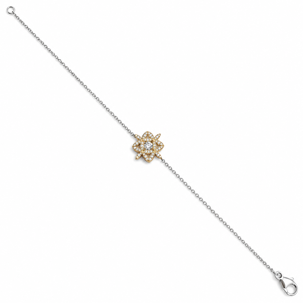 Diamond and 18ct Gold Floral Design Bracelet