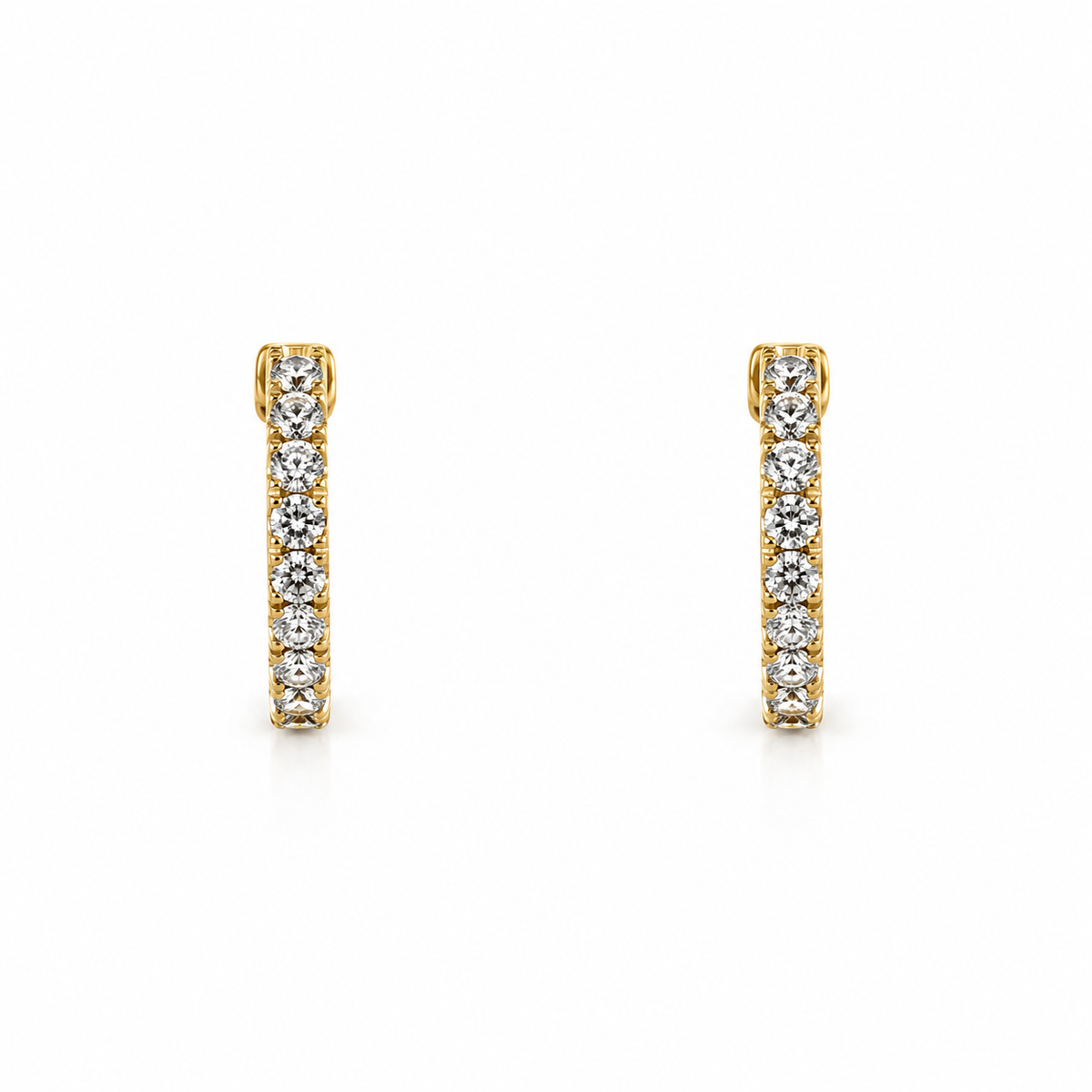 9ct Yellow Gold Inside & Out Brilliant Cut Diamond Hinged Hoop Earrings
