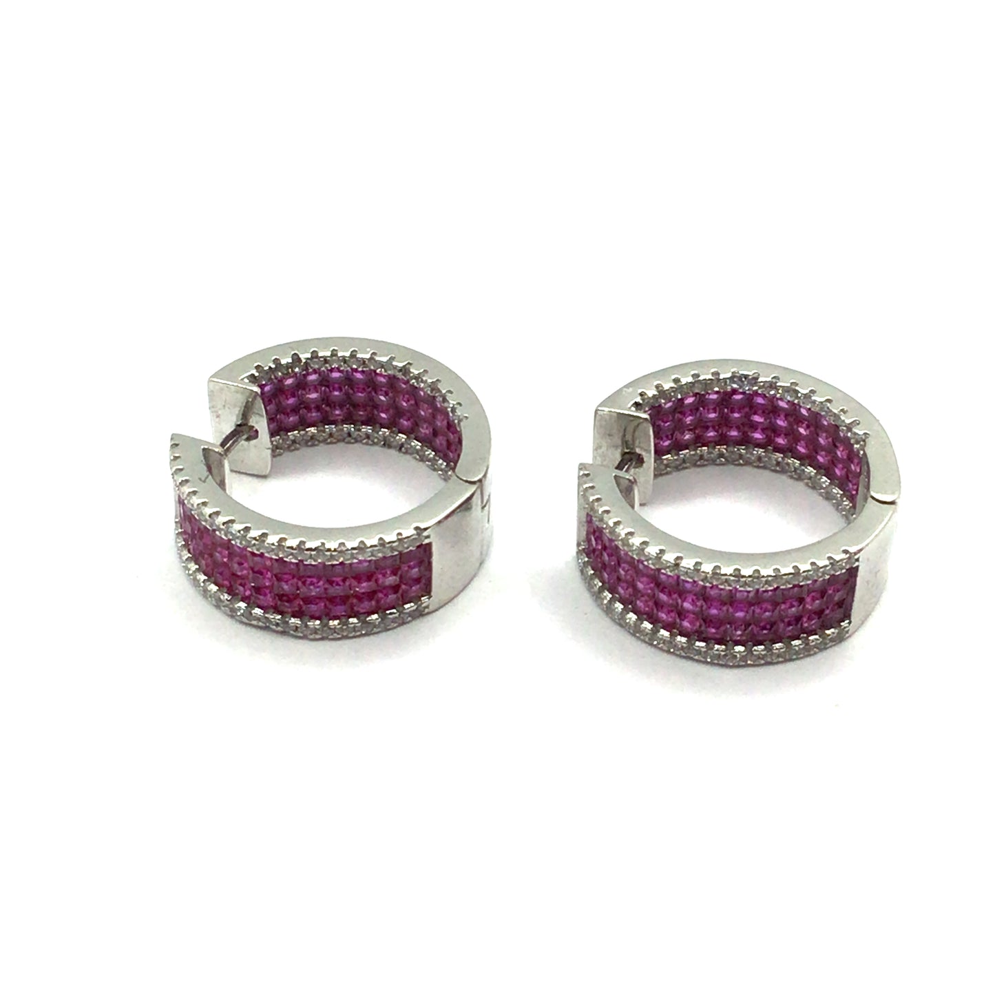 925 pink cz hoop earrings