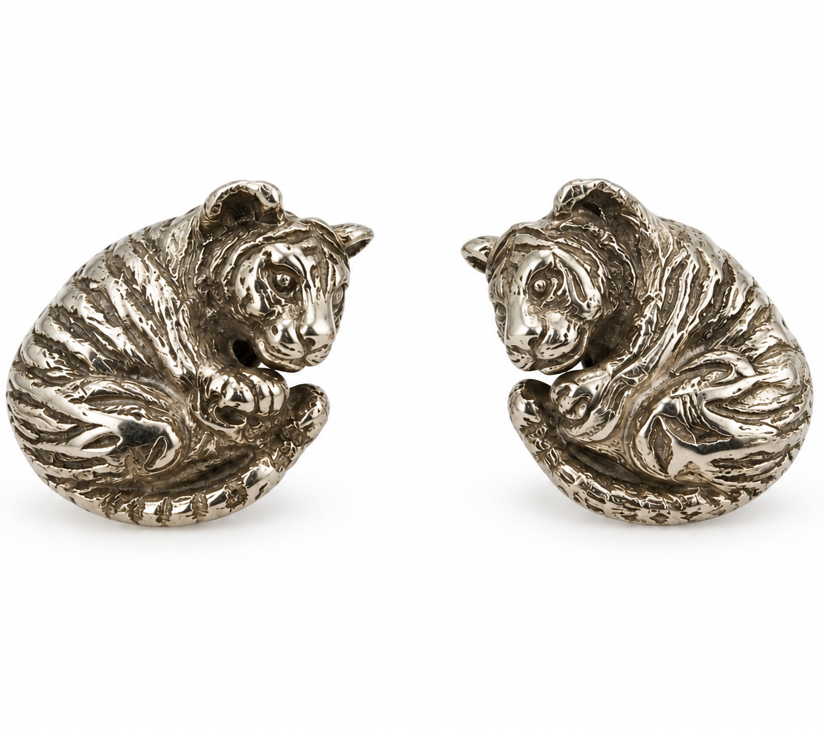 Sterling Silver Zodiac East Tiger Cufflink