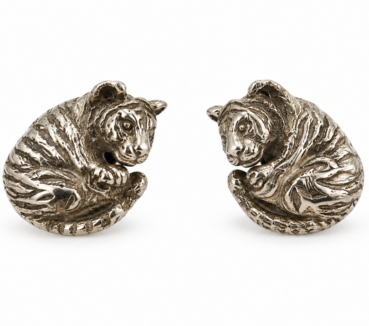 Sterling Silver Zodiac East Tiger Cufflink