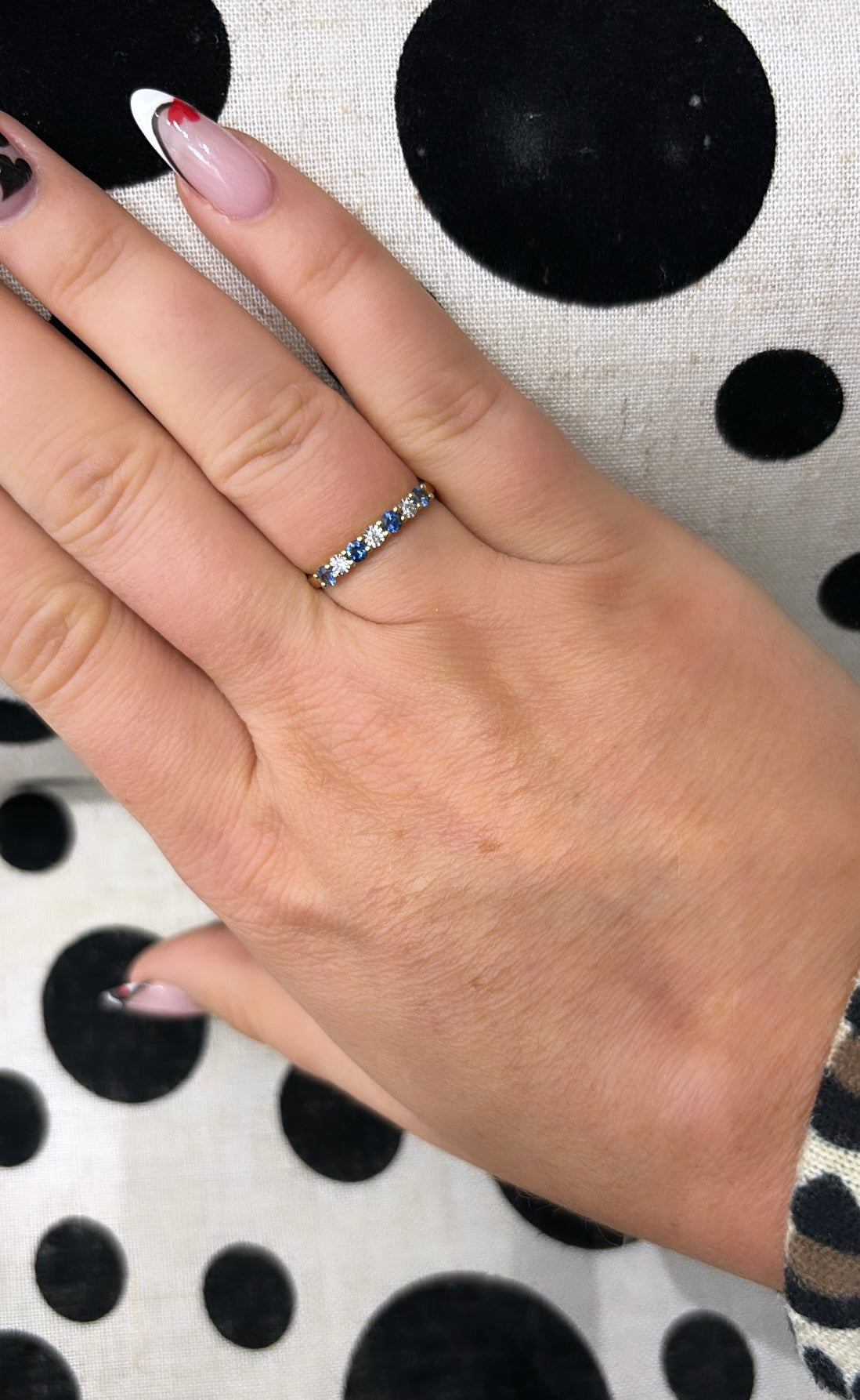 Sapphire and Diamond 7 Stone Yellow Gold Eternity Ring