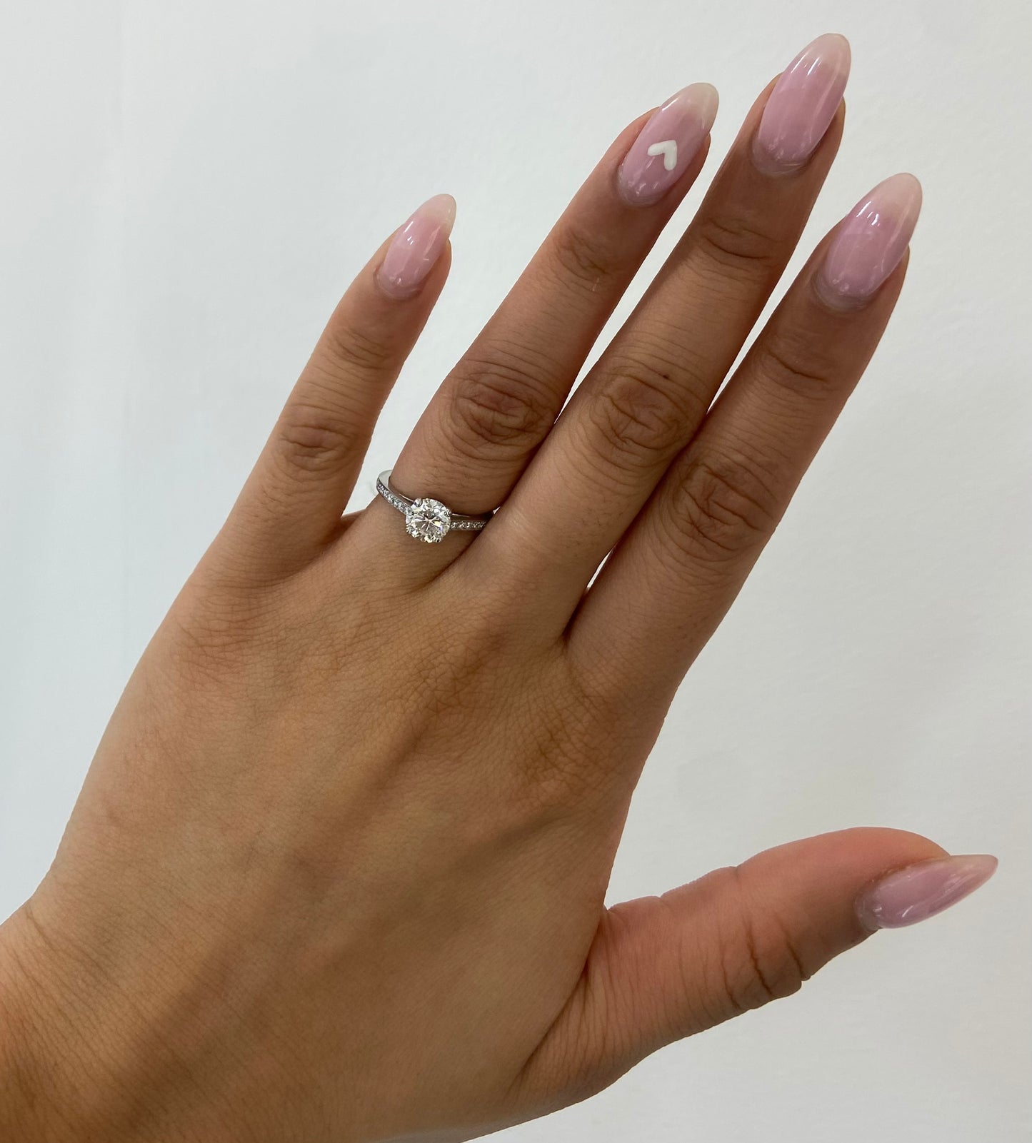 BOODLES Platinum Solitaire Pave Set Diamond Ring