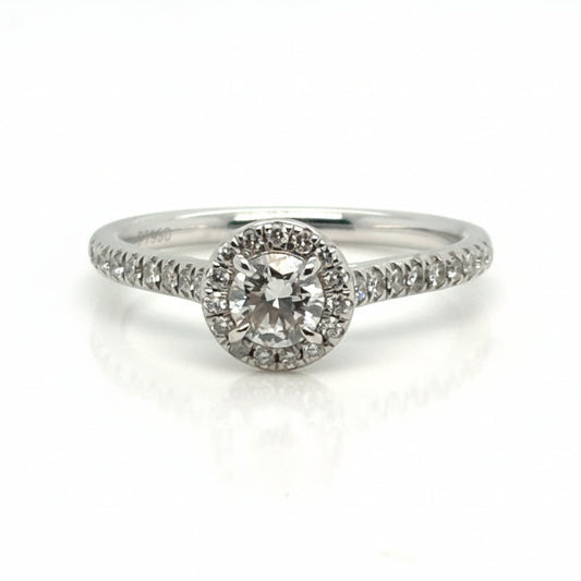 Platinum Halo Round Brilliant Cut Diamond Ring