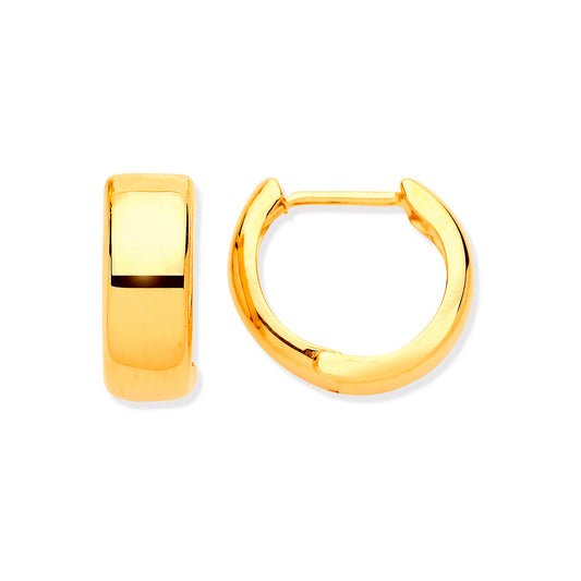 9ct yellow gold 13mm hinged huggies