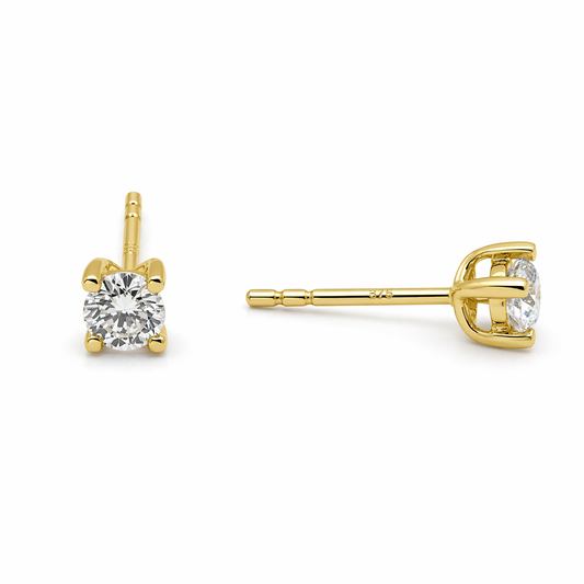 9ct Yellow Gold SINGLE EARRING Claw Set 0.20ct Round Brilliant Diamond Earrings
