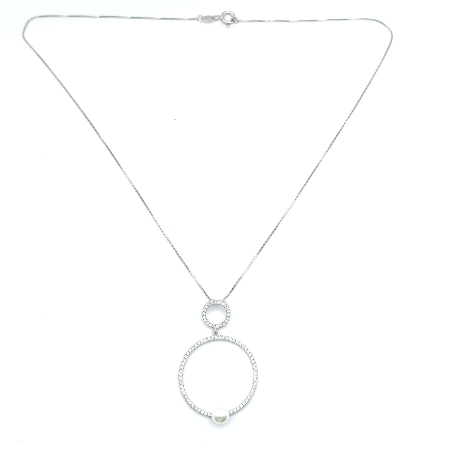 925 synthetic pearl earring and necklace set