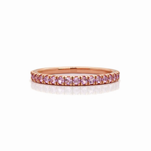 Pink Sapphire Half Eternity Ring in 9ct Rose Gold