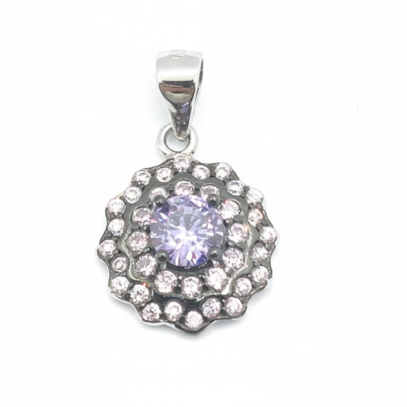 925 silver Amethyst and Cubic zirconia pendant