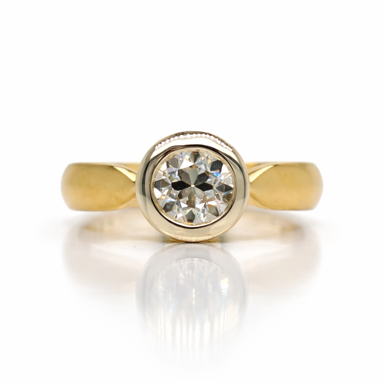 Monroe's 1.01ct Lab Grown Old Cut Rubover Set Engagement Ring in 9ct Yellow Gold