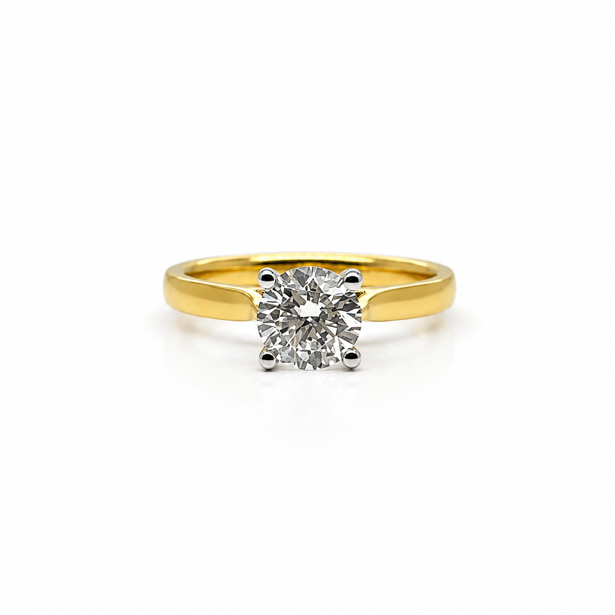 Round Brilliant Cut Diamond Solitaire, 4 Claw Engagement Ring