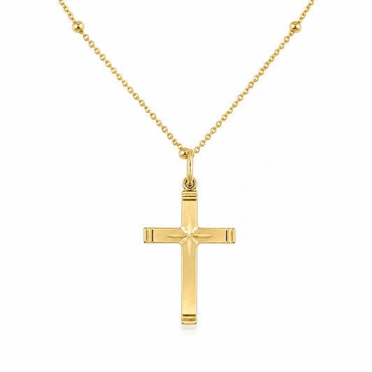 Vintage 9ct Yellow Gold Faceted Cross