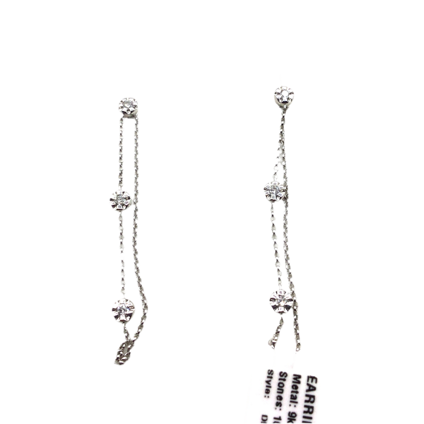 9ct White Gold Diamond Chaindrop Earrings