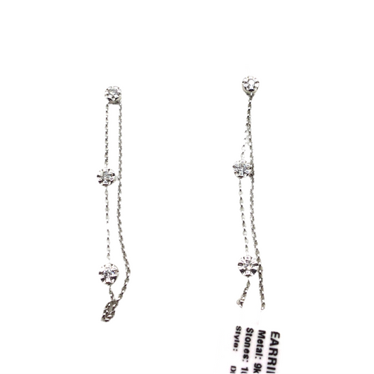 9ct White Gold Diamond Chaindrop Earrings