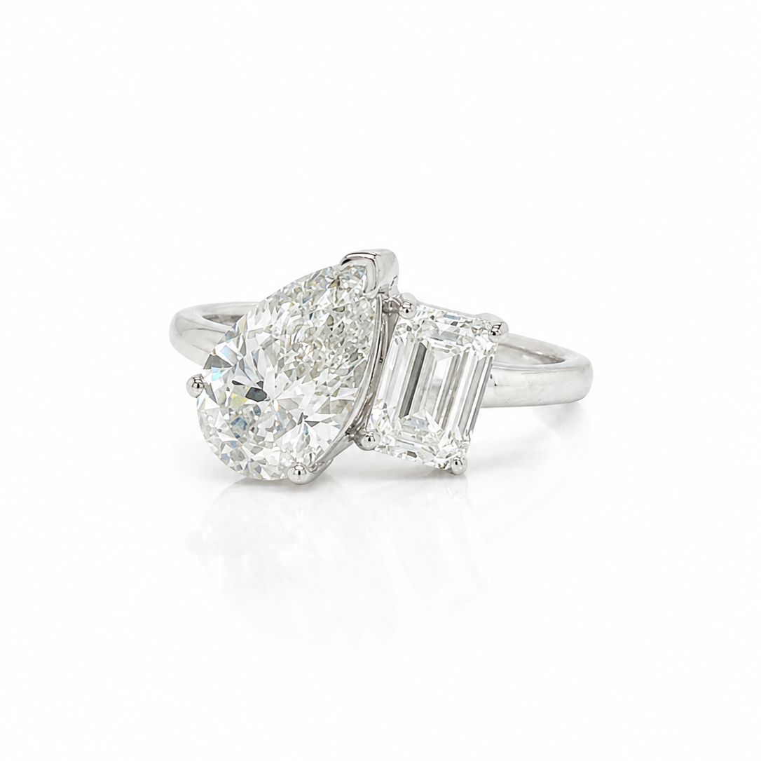Toi et Moi Ring In White Gold