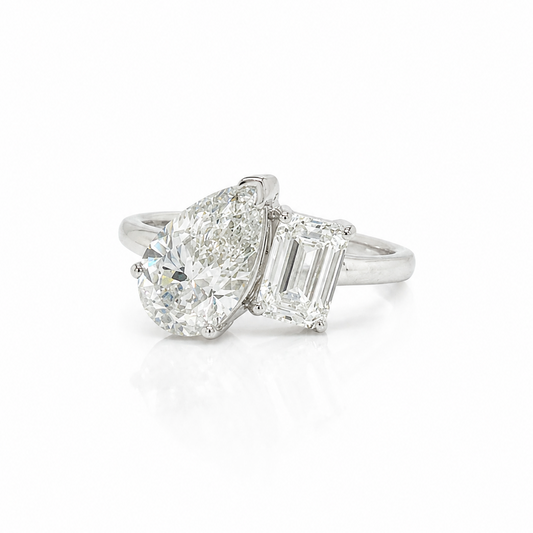 Toi et Moi Ring In White Gold