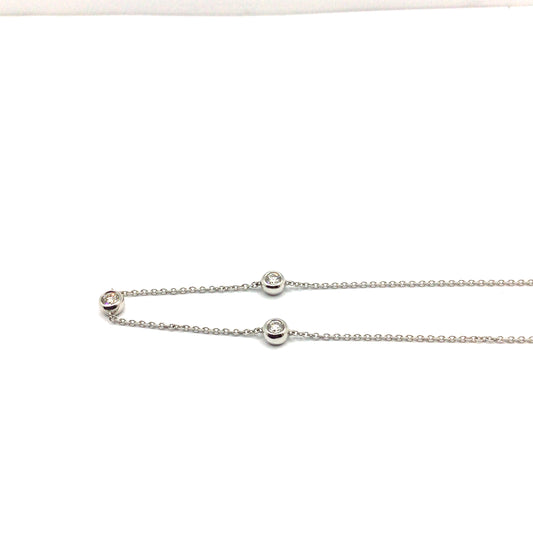 9ct White Gold DIamond Besel Necklace