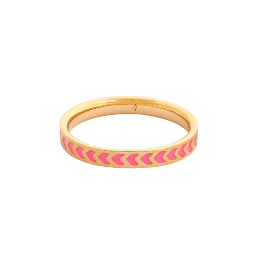 Spark Stacking Ring with Pink Enamel in Gold Vermeil