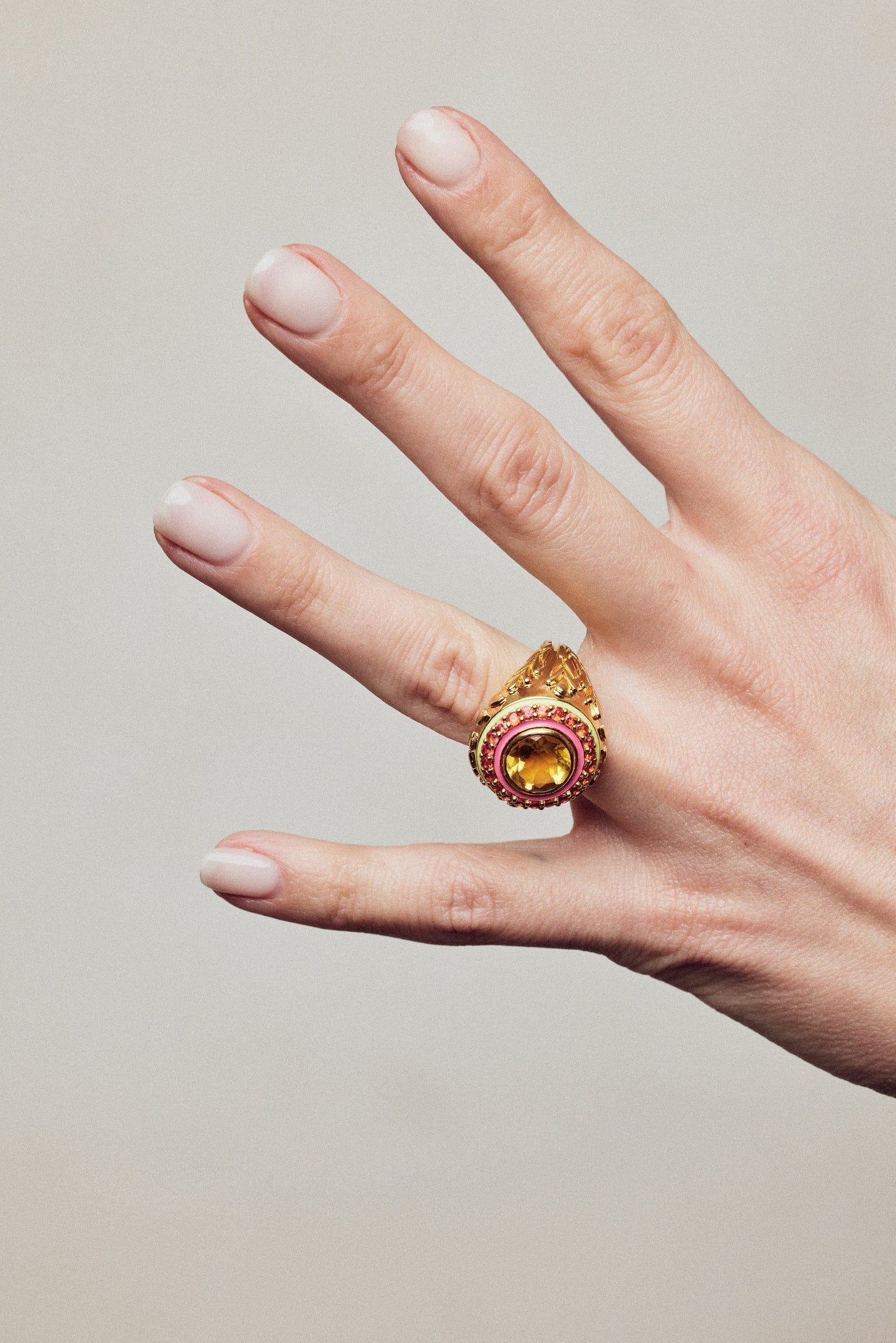 Firework Citrine and Orange Sapphire Ring in 22ct Gold Vermeil