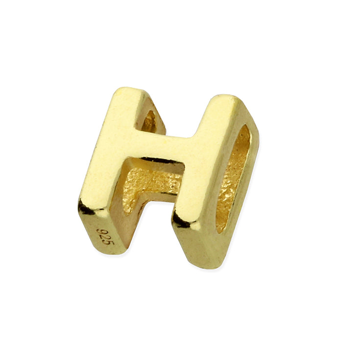 Silver goldplated H intial pendant