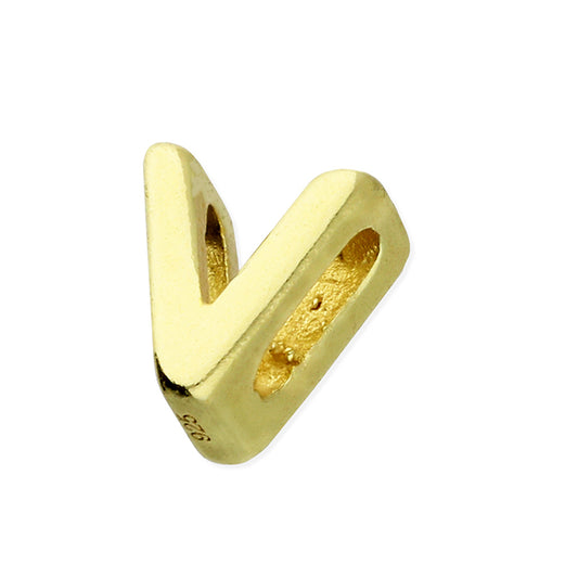 Silver goldplated V intial pendant
