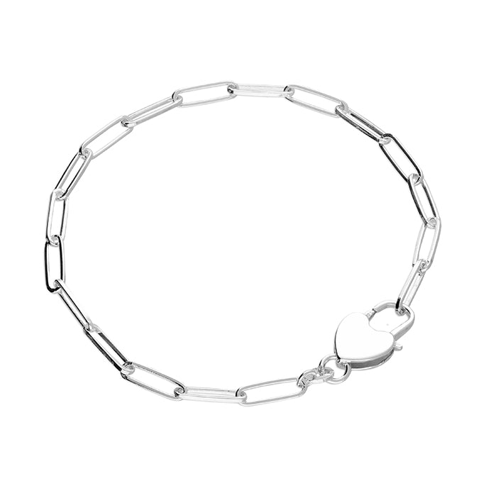 Sterling silver heart padlock bracelet