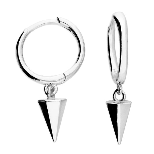 Sterling Silver Spike Charm Huggie Earrings