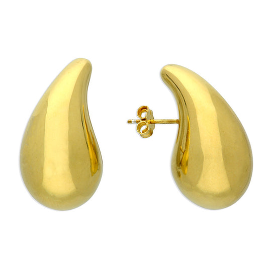 Silver gold plated EARRING TEARDROP STUD