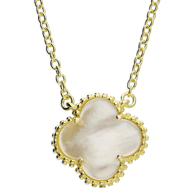 Silver gold plated mop clover necklace