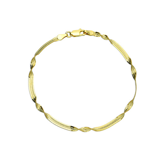 Sterling Silver Gold Plated Twisted Herringbone Bracelet