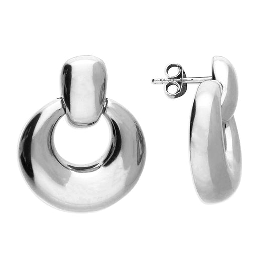 Sterling Silver Chunky Circular Drop Stud Earrings