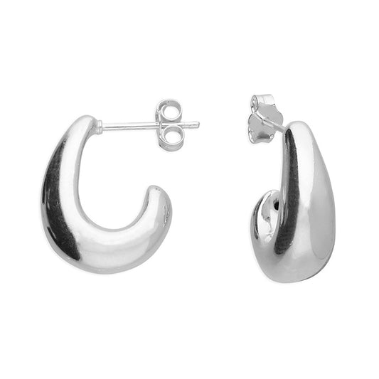 Silver Curved Pear Shape Stud