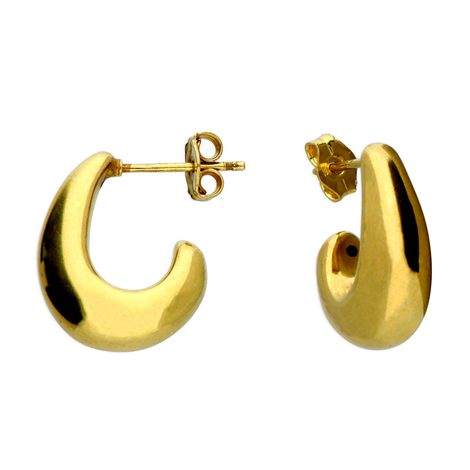 Silver gold plated SMALL CURVED PEAR SHAPE STUD