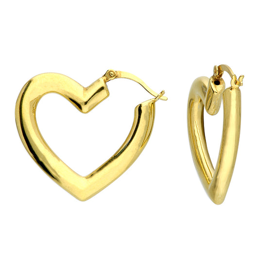Silver gold plated FRONT FACING LARGE HEART HOOPS