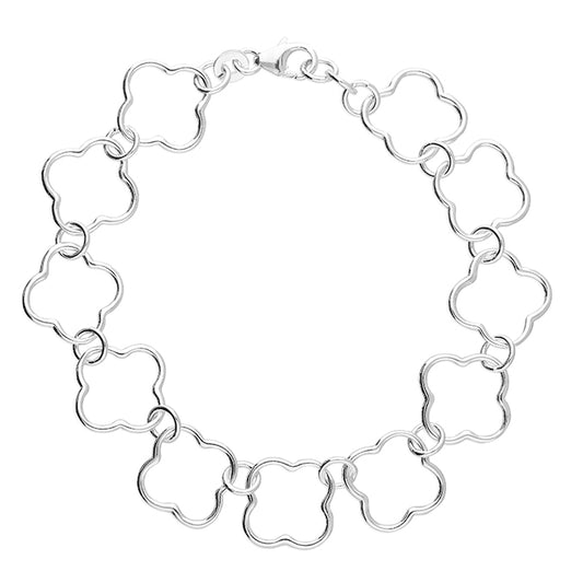 925 Silver 11 clover link outline bracelet
