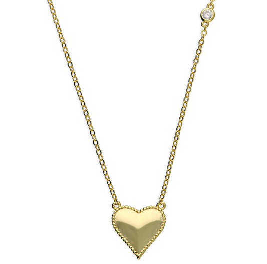 Silver gold plated mini heart cz bead necklace