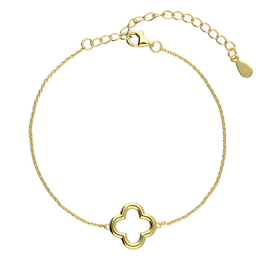 Silver gold plated 19cm clover outline bracelet