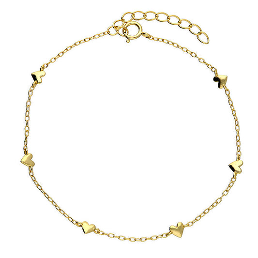 Sterling Silver Gold Plated Multi Heart Bracelet