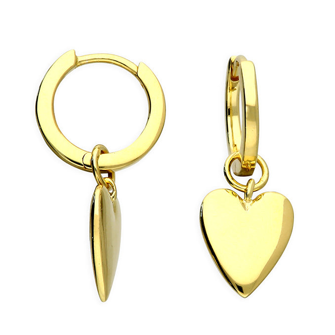 Silver gold plated LARGE HEART CHARM HUGGIE