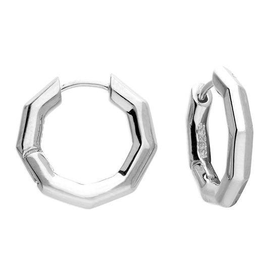 Sterling Silver Octagonal Hoop Earrings